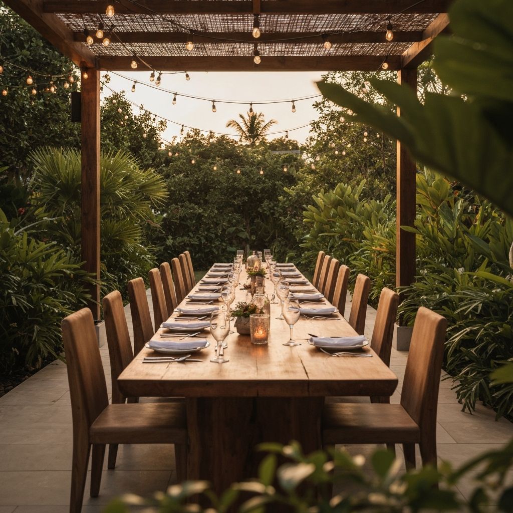 Outdoor dining at boutique resort